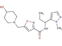 5-[(4-hydroxypiperidin-1-yl)methyl]-N-[1-(1-methyl-1H-pyrazol-5-yl)propyl]isoxazole-3-carboxamide
