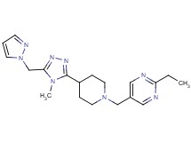 2-ethyl-5-({4-[4-methyl-5-(1H-pyrazol-1-ylmethyl)-4H-1,2,4-triazol-3-yl]piperidin-1-yl}methyl)pyrimidine