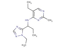 5-ethyl-N-[1-(1-ethyl-1H-1,2,4-triazol-5-yl)propyl]-2-methylpyrimidin-4-amine