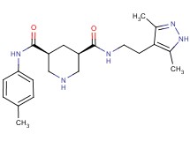 (3R*,5S*)-N-[2-(3,5-dimethyl-1H-pyrazol-4-yl)ethyl]-N'-(4-methylphenyl)piperidine-3,5-dicarboxamide