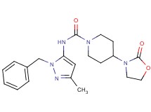 N-(1-benzyl-3-methyl-1H-pyrazol-5-yl)-4-(2-oxo-1,3-oxazolidin-3-yl)piperidine-1-carboxamide