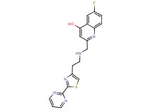 6-fluoro-2-({[2-(2-pyrimidin-2-yl-1,3-thiazol-4-yl)ethyl]amino}methyl)quinolin-4-ol