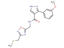 3-(3-methoxyphenyl)-N-({3-[(methylthio)methyl]-1,2,4-oxadiazol-5-yl}methyl)-1H-pyrazole-4-carboxamide