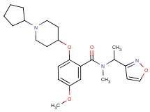 2-[(1-cyclopentyl-4-piperidinyl)oxy]-N-[1-(3-isoxazolyl)ethyl]-5-methoxy-N-methylbenzamide