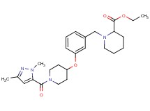 ethyl 1-[3-({1-[(1,3-dimethyl-1H-pyrazol-5-yl)carbonyl]-4-piperidinyl}oxy)benzyl]-2-piperidinecarboxylate