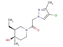 (3S*,4R*)-1-[(4-chloro-3-methyl-1H-pyrazol-1-yl)acetyl]-3-ethyl-4-methylpiperidin-4-ol