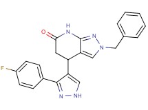 2-benzyl-4-[3-(4-fluorophenyl)-1H-pyrazol-4-yl]-2,4,5,7-tetrahydro-6H-pyrazolo[3,4-b]pyridin-6-one