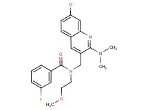 N-{[7-chloro-2-(dimethylamino)-3-quinolinyl]methyl}-3-fluoro-N-(2-methoxyethyl)benzamide