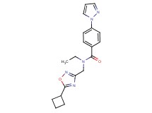N-[(5-cyclobutyl-1,2,4-oxadiazol-3-yl)methyl]-N-ethyl-4-(1H-pyrazol-1-yl)benzamide