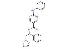 2-anilino-N-[1-phenyl-2-(1H-pyrazol-1-yl)ethyl]-5-pyrimidinecarboxamide