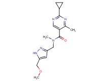 2-cyclopropyl-N-{[5-(methoxymethyl)-1H-pyrazol-3-yl]methyl}-N,4-dimethylpyrimidine-5-carboxamide