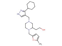 2-{4-[(3-cyclohexyl-1H-pyrazol-4-yl)methyl]-1-[(5-methyl-2-furyl)methyl]-2-piperazinyl}ethanol