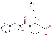 3-(3-methoxypropyl)-1-{[1-(1H-pyrazol-1-ylmethyl)cyclopropyl]carbonyl}-3-piperidinecarboxylic acid