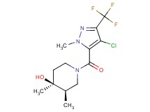 (3R*,4S*)-1-{[4-chloro-1-methyl-3-(trifluoromethyl)-1H-pyrazol-5-yl]carbonyl}-3,4-dimethylpiperidin-4-ol