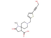 8-{[5-(3-hydroxyprop-1-yn-1-yl)-2-thienyl]methyl}-1-methyl-2-oxo-1,8-diazaspiro[4.5]decane-4-carboxylic acid