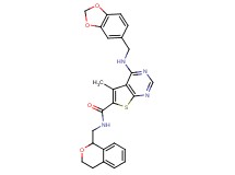 4-[(1,3-benzodioxol-5-ylmethyl)amino]-N-(3,4-dihydro-1H-isochromen-1-ylmethyl)-5-methylthieno[2,3-d]pyrimidine-6-carboxamide