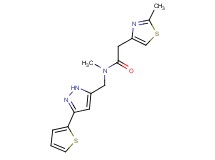 N-methyl-2-(2-methyl-1,3-thiazol-4-yl)-N-{[3-(2-thienyl)-1H-pyrazol-5-yl]methyl}acetamide