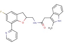 N-{[5-fluoro-7-(2-pyridinyl)-2,3-dihydro-1-benzofuran-2-yl]methyl}-2-(2-methyl-1H-indol-3-yl)acetamide