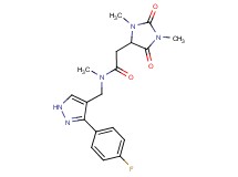 2-(1,3-dimethyl-2,5-dioxo-4-imidazolidinyl)-N-{[3-(4-fluorophenyl)-1H-pyrazol-4-yl]methyl}-N-methylacetamide