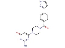 2-amino-6-{4-[4-(1H-pyrazol-3-yl)benzoyl]-1-piperazinyl}-4(3H)-pyrimidinone
