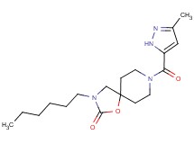 3-hexyl-8-[(3-methyl-1H-pyrazol-5-yl)carbonyl]-1-oxa-3,8-diazaspiro[4.5]decan-2-one