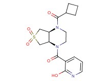 3-{[(4aS*,7aR*)-4-(cyclobutylcarbonyl)-6,6-dioxidohexahydrothieno[3,4-b]pyrazin-1(2H)-yl]carbonyl}-2-pyridinol