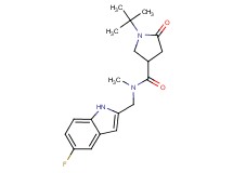 1-tert-butyl-N-[(5-fluoro-1H-indol-2-yl)methyl]-N-methyl-5-oxo-3-pyrrolidinecarboxamide