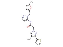 N-{1-[(5-methyl-2-furyl)methyl]-1H-pyrazol-5-yl}-2-[4-methyl-3-(2-thienyl)-1H-pyrazol-1-yl]acetamide