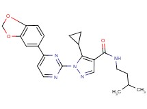 1-[4-(1,3-benzodioxol-5-yl)-2-pyrimidinyl]-5-cyclopropyl-N-(3-methylbutyl)-1H-pyrazole-4-carboxamide