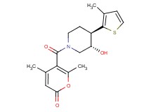 5-{[(3S*,4R*)-3-hydroxy-4-(3-methyl-2-thienyl)piperidin-1-yl]carbonyl}-4,6-dimethyl-2H-pyran-2-one