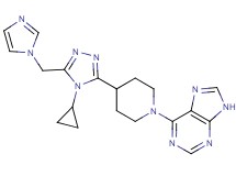 6-{4-[4-cyclopropyl-5-(1H-imidazol-1-ylmethyl)-4H-1,2,4-triazol-3-yl]piperidin-1-yl}-9H-purine