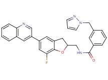 N-{[7-fluoro-5-(3-quinolinyl)-2,3-dihydro-1-benzofuran-2-yl]methyl}-3-(1H-pyrazol-1-ylmethyl)benzamide
