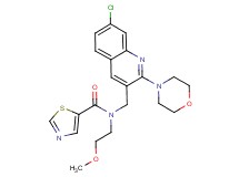 N-{[7-chloro-2-(4-morpholinyl)-3-quinolinyl]methyl}-N-(2-methoxyethyl)-1,3-thiazole-5-carboxamide