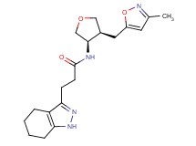 N-{(3R*,4S*)-4-[(3-methylisoxazol-5-yl)methyl]tetrahydrofuran-3-yl}-3-(4,5,6,7-tetrahydro-1H-indazol-3-yl)propanamide