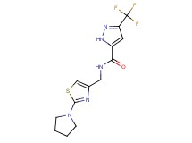 N-[(2-pyrrolidin-1-yl-1,3-thiazol-4-yl)methyl]-3-(trifluoromethyl)-1H-pyrazole-5-carboxamide