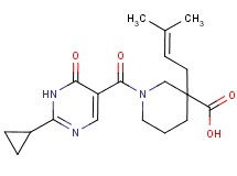 1-[(2-cyclopropyl-6-oxo-1,6-dihydro-5-pyrimidinyl)carbonyl]-3-(3-methyl-2-buten-1-yl)-3-piperidinecarboxylic acid