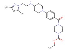 ethyl 4-[4-(4-{[2-(3,5-dimethyl-1H-pyrazol-1-yl)ethyl]amino}-1-piperidinyl)benzoyl]-1-piperazinecarboxylate