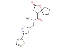 N-methyl-2-oxo-N-{[3-(2-thienyl)-1H-pyrazol-5-yl]methyl}-1-oxaspiro[4.4]nonane-4-carboxamide