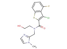 3-chloro-4-fluoro-N-(2-hydroxyethyl)-N-[(1-methyl-1H-imidazol-2-yl)methyl]-1-benzothiophene-2-carboxamide