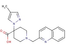 4-(4-methyl-1H-pyrazol-1-yl)-1-(quinolin-2-ylmethyl)piperidine-4-carboxylic acid