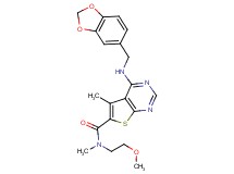 4-[(1,3-benzodioxol-5-ylmethyl)amino]-N-(2-methoxyethyl)-N,5-dimethylthieno[2,3-d]pyrimidine-6-carboxamide