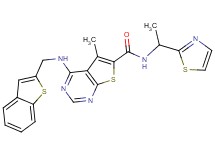 4-[(1-benzothien-2-ylmethyl)amino]-5-methyl-N-[1-(1,3-thiazol-2-yl)ethyl]thieno[2,3-d]pyrimidine-6-carboxamide