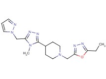 1-[(5-ethyl-1,3,4-oxadiazol-2-yl)methyl]-4-[4-methyl-5-(1H-pyrazol-1-ylmethyl)-4H-1,2,4-triazol-3-yl]piperidine