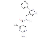 2-amino-N,4-dimethyl-N-[(3-phenyl-1H-pyrazol-4-yl)methyl]pyrimidine-5-carboxamide