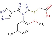 {[4-(2-methoxy-5-methylphenyl)-5-(1H-pyrazol-4-yl)-4H-1,2,4-triazol-3-yl]thio}acetic acid