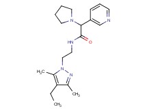 N-[2-(4-ethyl-3,5-dimethyl-1H-pyrazol-1-yl)ethyl]-2-(3-pyridinyl)-2-(1-pyrrolidinyl)acetamide