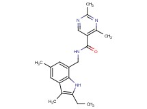 N-[(2-ethyl-3,5-dimethyl-1H-indol-7-yl)methyl]-2,4-dimethylpyrimidine-5-carboxamide