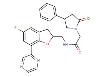 N-{[5-fluoro-7-(2-pyrazinyl)-2,3-dihydro-1-benzofuran-2-yl]methyl}-2-(2-oxo-4-phenyl-1-pyrrolidinyl)acetamide