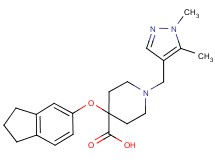 4-(2,3-dihydro-1H-inden-5-yloxy)-1-[(1,5-dimethyl-1H-pyrazol-4-yl)methyl]piperidine-4-carboxylic acid