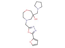 4-{[5-(2-furyl)-1,3,4-oxadiazol-2-yl]methyl}-6-(pyrrolidin-1-ylmethyl)-1,4-oxazepan-6-ol